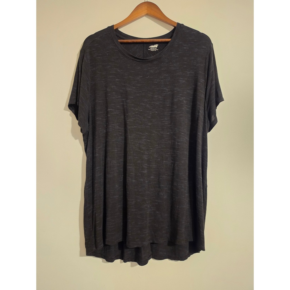 Avia T Shirt Women XXXL 3XL Black Space Dye Short Sleeve High Low Athleisure Top